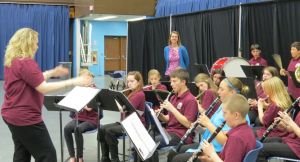 Principal Pray proudly looks on as the Jazz Band warms up!